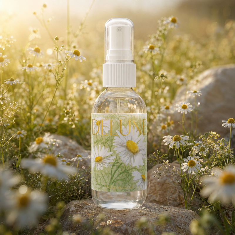 Chamomile Hydrosol — cinematic botanical campaign image