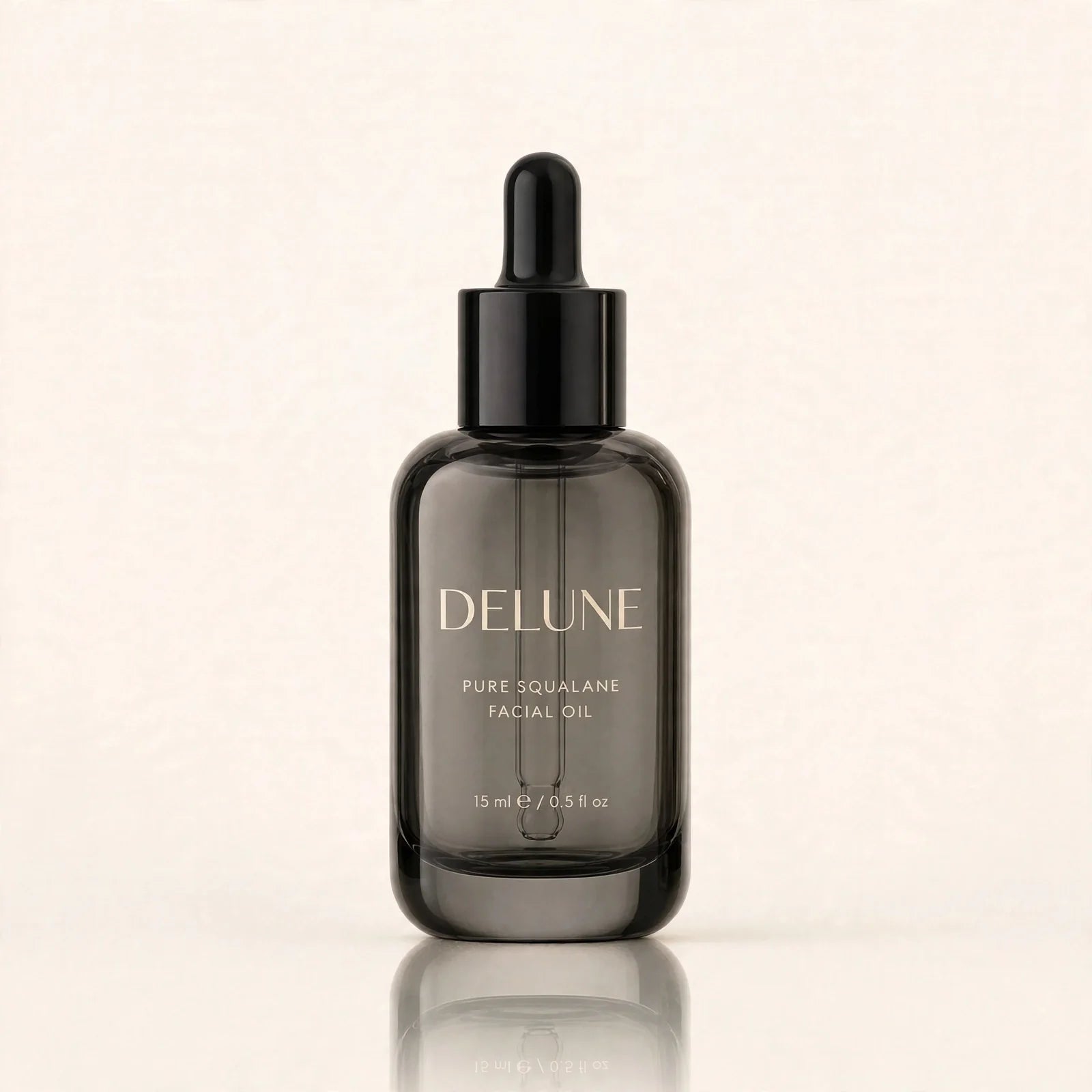 Delune Pure Squalane Facial Oil 15ml in smoky glass dropper bottle